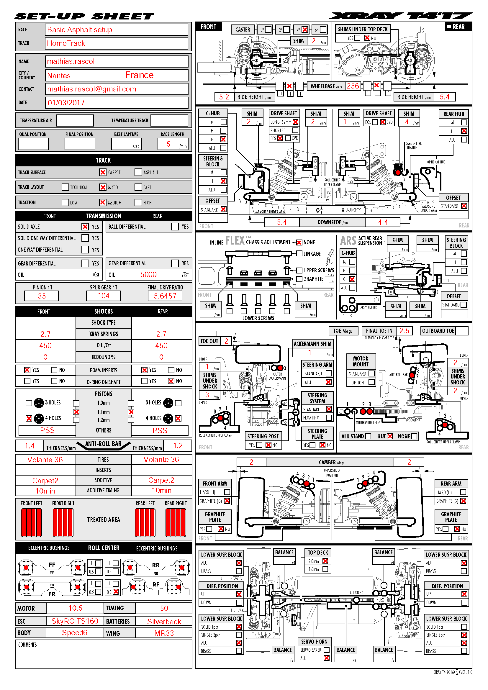 Team Xray T4'17 Setup