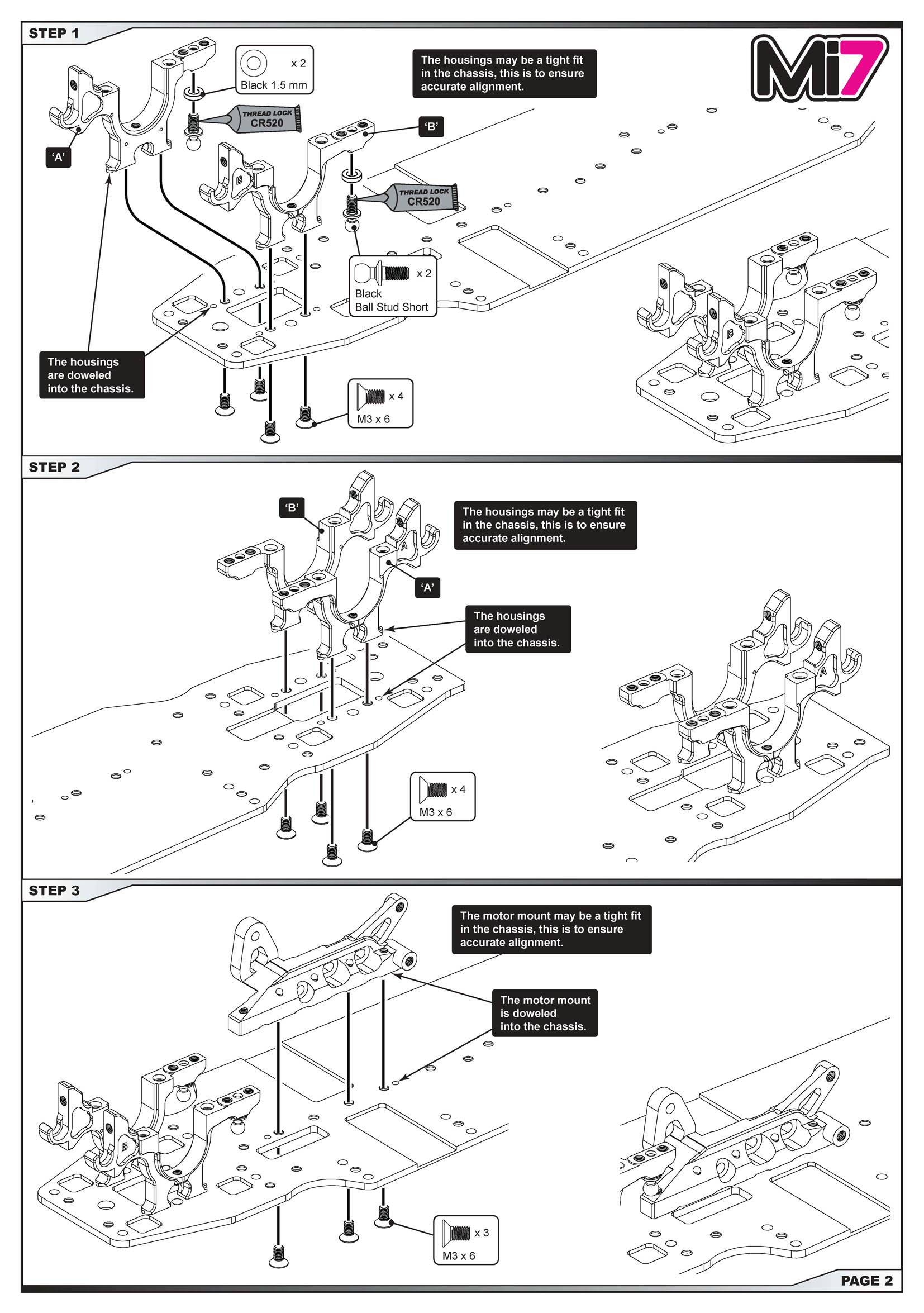 Schumacher U7847 C/F Upper Wishbone Mount 3 Dot - Mi7 (pr) Free