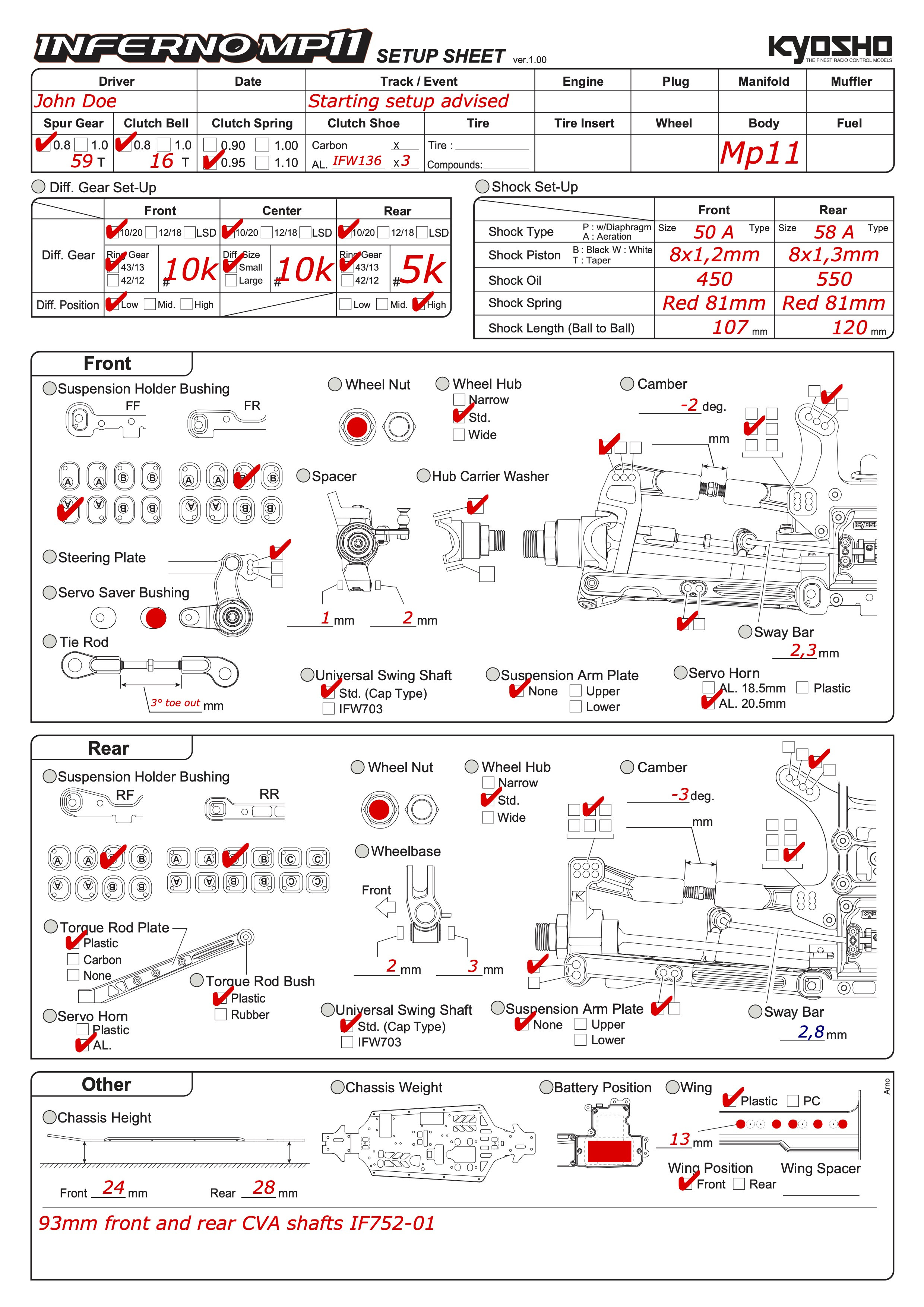 Setup de base MP11 avec options
