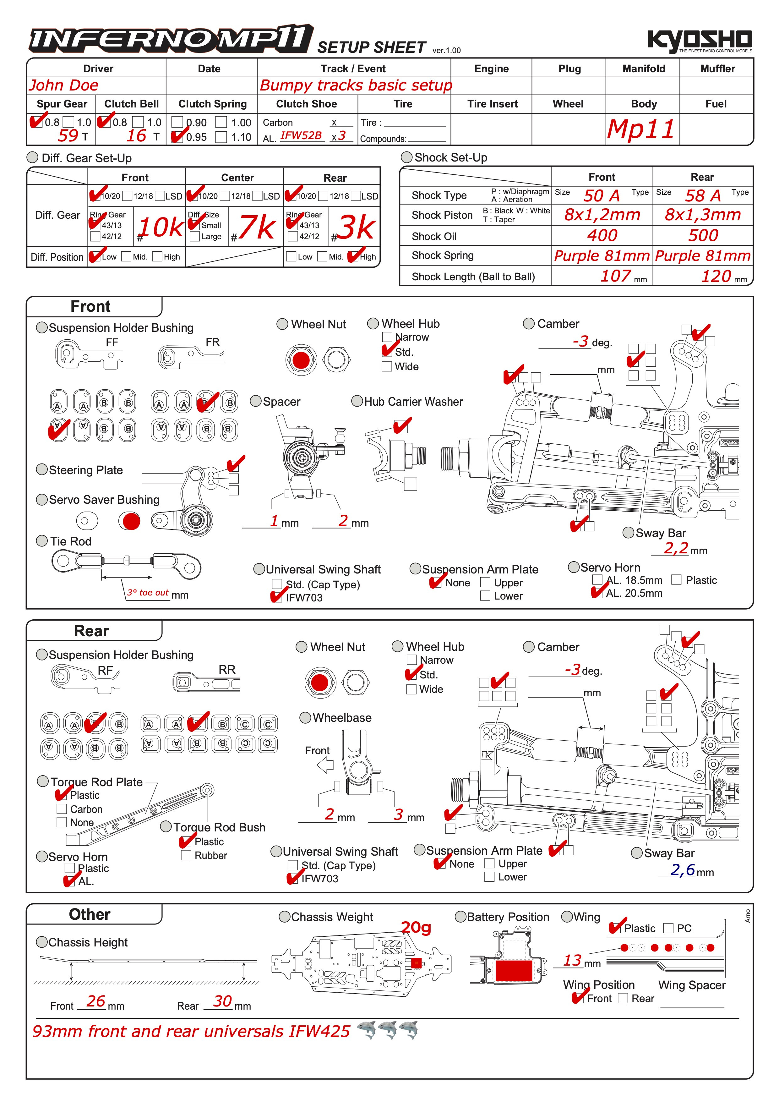 Setup MP11 Kyosho bumpy